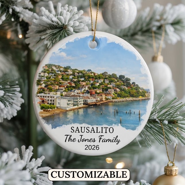 Personalized Sausalito Ornament, Custom California Ceramic Ornament (Creator Uploaded)