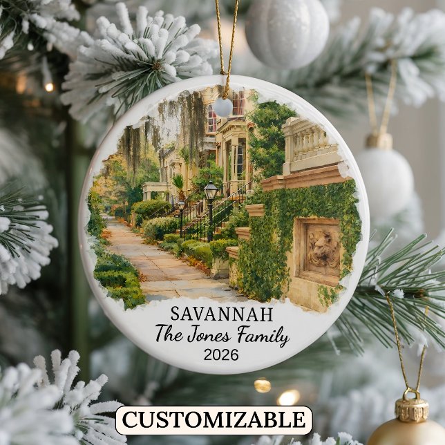 Personalized Savannah Ornament, Custom Georgia Ceramic Ornament (Creator Uploaded)