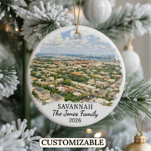 Personalized Savannah Ornament, Custom Georgia Ceramic Ornament