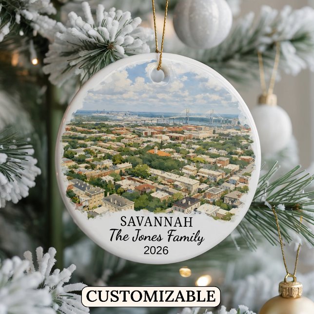 Personalized Savannah Ornament, Custom Georgia Ceramic Ornament (Creator Uploaded)