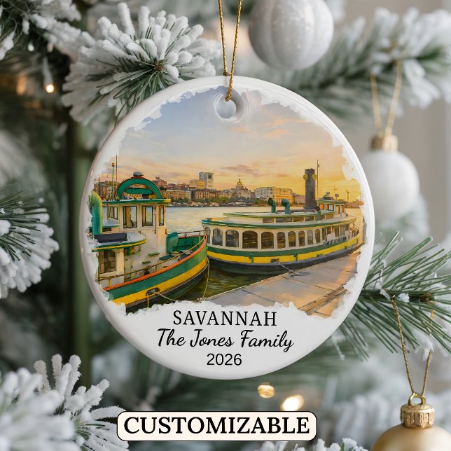 Personalized Savannah Ornament, Custom Georgia Ceramic Ornament (Creator Uploaded)