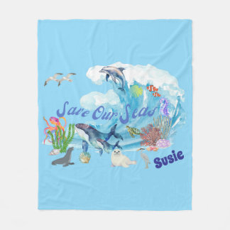 Personalized Save our Seas Fleece Blanket
