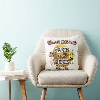 Personalized "Save the Bees" Throw Pillow