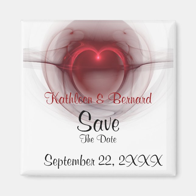 Personalized "Save the Date" Lighted Heart Magnet (Front)