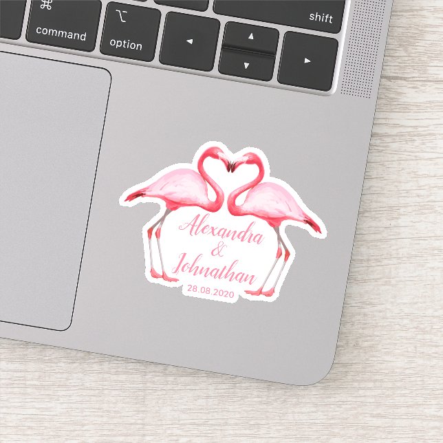 Personalized Save the date Pink Flamingos Sticker (Detail)