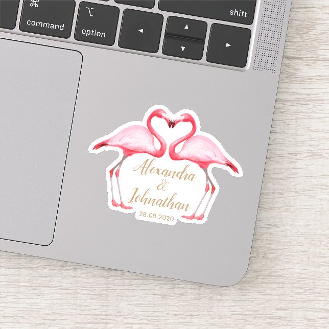 Personalized Save the date Pink Flamingos Sticker (Detail)