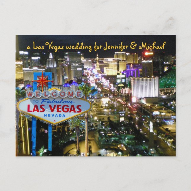 Personalized Save the Date Vegas Wedding Announcement Postcard (Front)