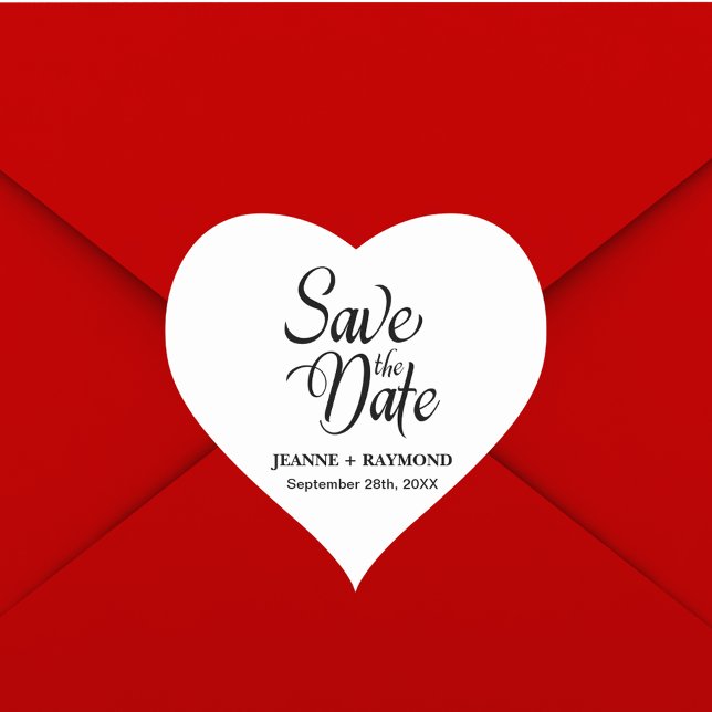 Personalized Save The Date Wedding Announcement Heart Sticker (Creator Uploaded)