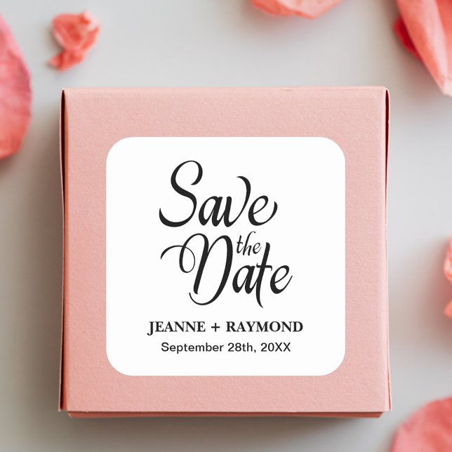 Personalized Save The Date Wedding Announcement Square Sticker (Creator Uploaded)