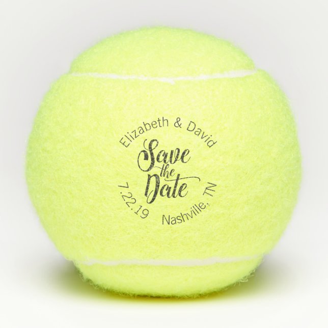Personalized Save the Date Wedding Tennis Balls (Front)
