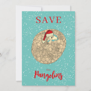 Personalized Save the Pangolin Christmas Holiday Card