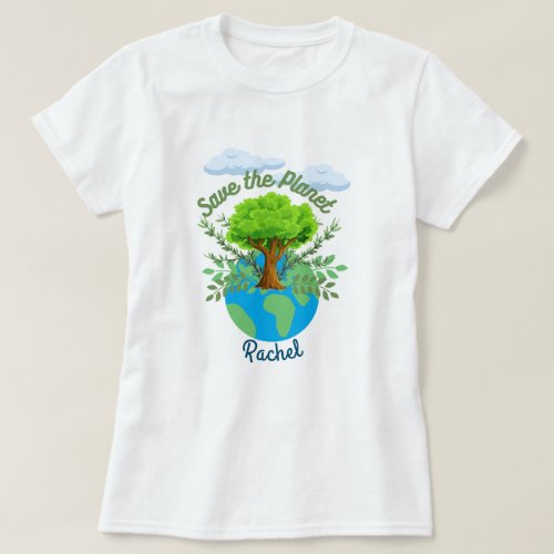 Personalized Save the Planet Womens T_shirt