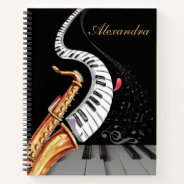 Personalized Saxophone Piano Music Note Notebook at Zazzle