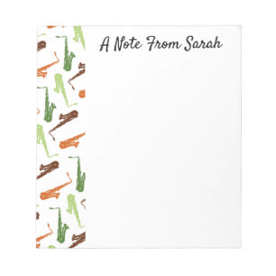Personalized Saxophone Player Gift Music Themed Notepad