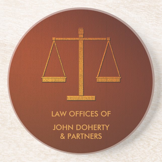 Personalized Scales of Justice | Elegant Sandstone Coaster (Front)