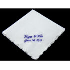 Personalized Scallop Edge Bridal Handkerchief