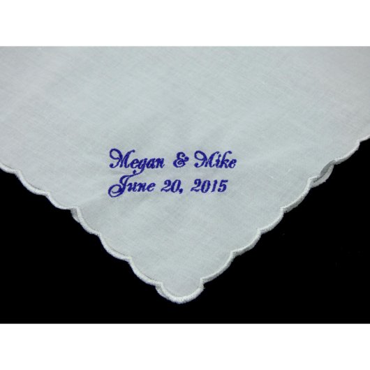Personalized Scallop Edge Bridal Handkerchief (Top)