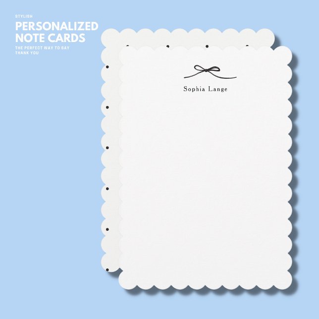 Personalized Scallop Edge Note Card with Bow (Creator Uploaded)