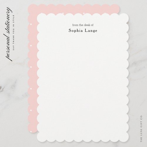 Personalized Scallop Edge Note Cards Polka Dots