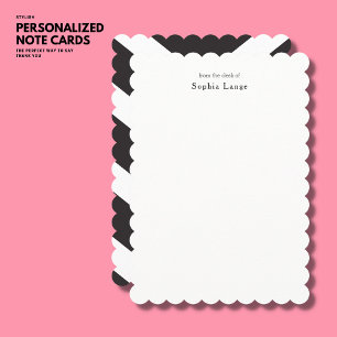 Personalized Scallop Edge Note Cards Stripe