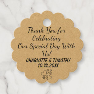 Personalized Scalloped Shape Wedding Guest Favor Tags