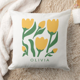 Personalized Scandi Floral Birthday Throw Pillow