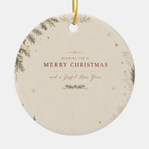Personalized Scandinavian Christmas holiday Ceramic Ornament