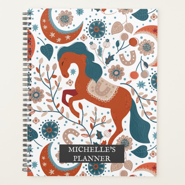 Personalized Scandinavian Horse Cute Planner (Front)