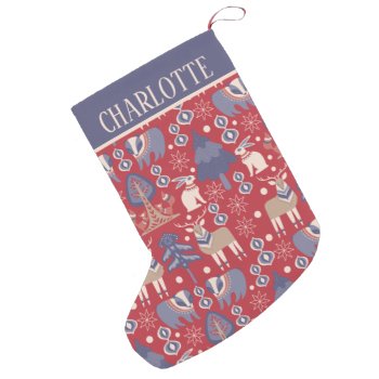 Personalized Scandinavian Pattern Nordic (2 Sided) Small Christmas Stocking by Ricaso_Occasions at Zazzle
