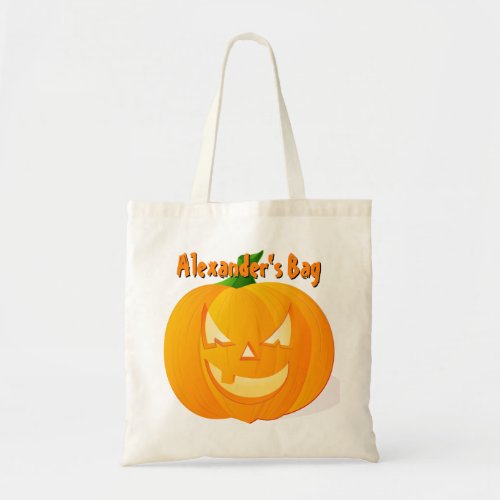 Personalized Scary Pumpkin Halloween Treats Bag