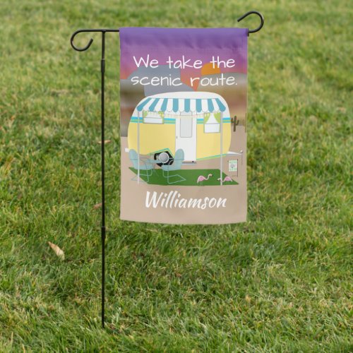 Personalized Scenic Route Camping Garden Flag