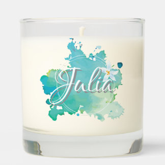 Personalized Scented Candle with Elegant Watercolo