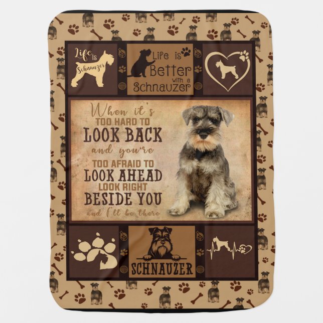Personalized Schnauzer Dog Blanket Gift, (Front)