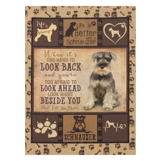 Personalized Schnauzer Dog Blanket Gift, Pet Owner Tablecloth (Front)