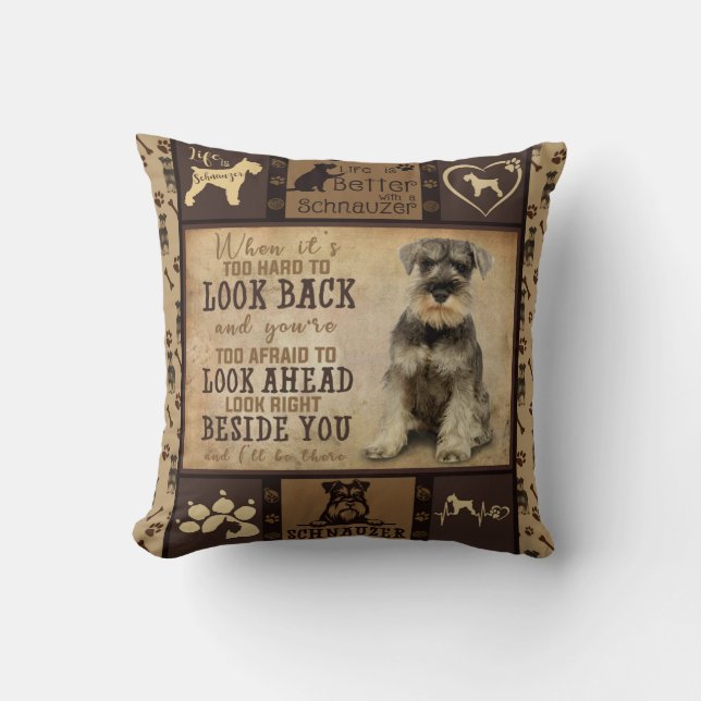 Personalized Schnauzer Dog Blanket Gift, Pet Owner Throw Pillow (Front)