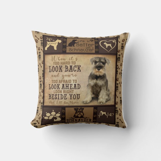 Personalized Schnauzer Dog Blanket Gift Throw Pillow (Front)