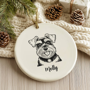 Personalized Schnauzer Dog Christmas Ceramic Ornament