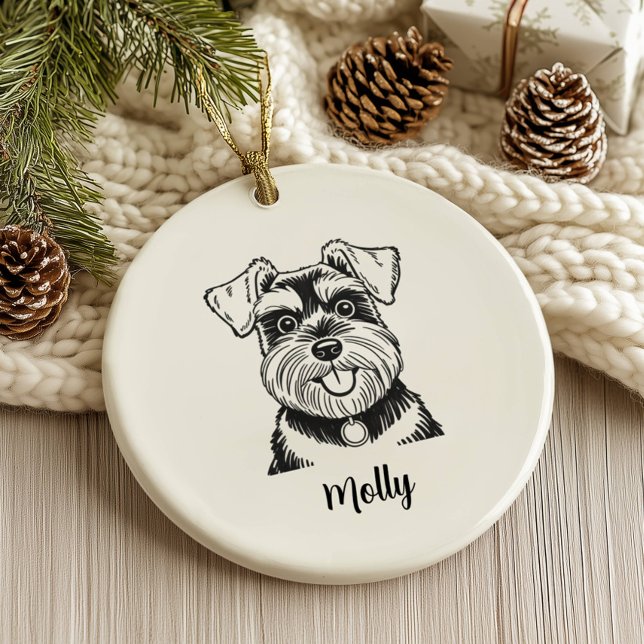 Personalized Schnauzer Dog Christmas Ceramic Ornament (Creator Uploaded)