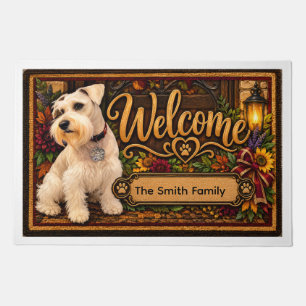 Personalized Schnauzer Welcome Doormat Autumn Fa