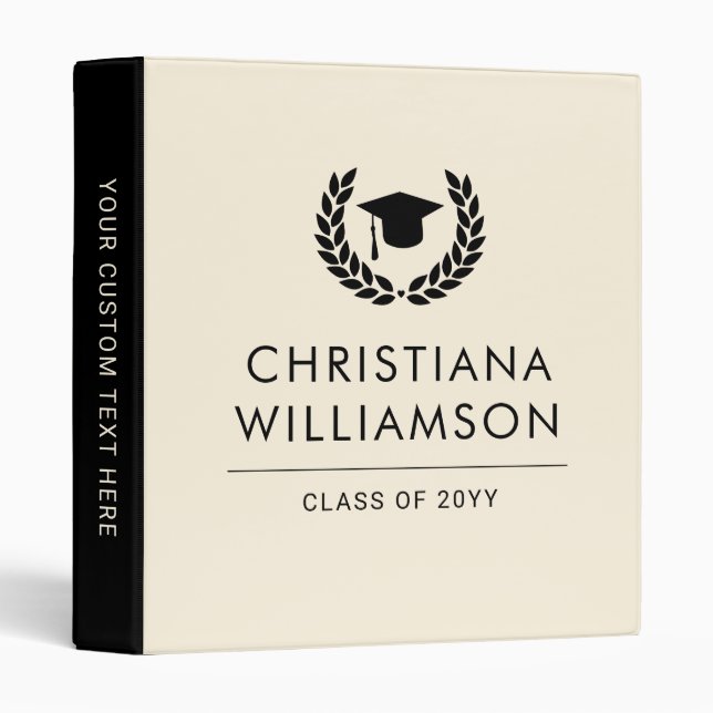 Personalized School and College Graduation Elegant 3 Ring Binder (Front/Spine)