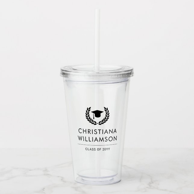 Personalized School and College Graduation Elegant Acrylic Tumbler (Front)