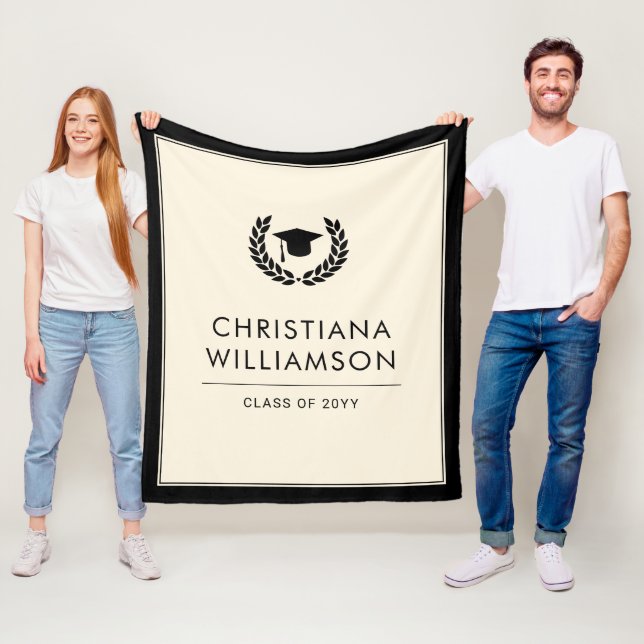 Personalized School and College Graduation Elegant Fleece Blanket (In Situ)