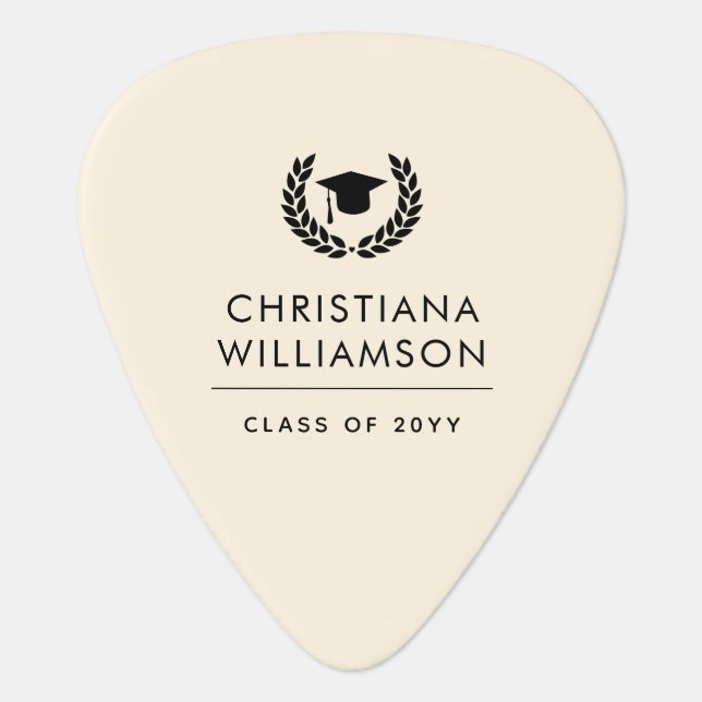 Personalized School and College Graduation Elegant Guitar Pick (Front)