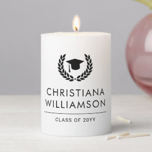Personalized School and College Graduation Elegant Pillar Candle