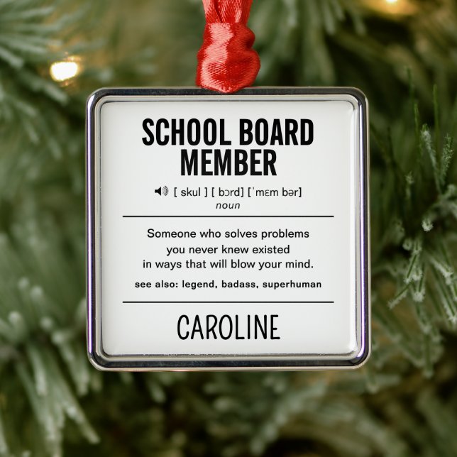 Personalized School Board Member Funny Metal Ornament (Tree)