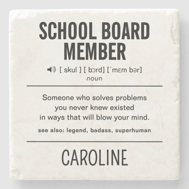 Personalized School Board Member Funny Stone Coaster (Front)