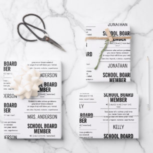 Personalized School Board Member Funny Wrapping Paper Sheets