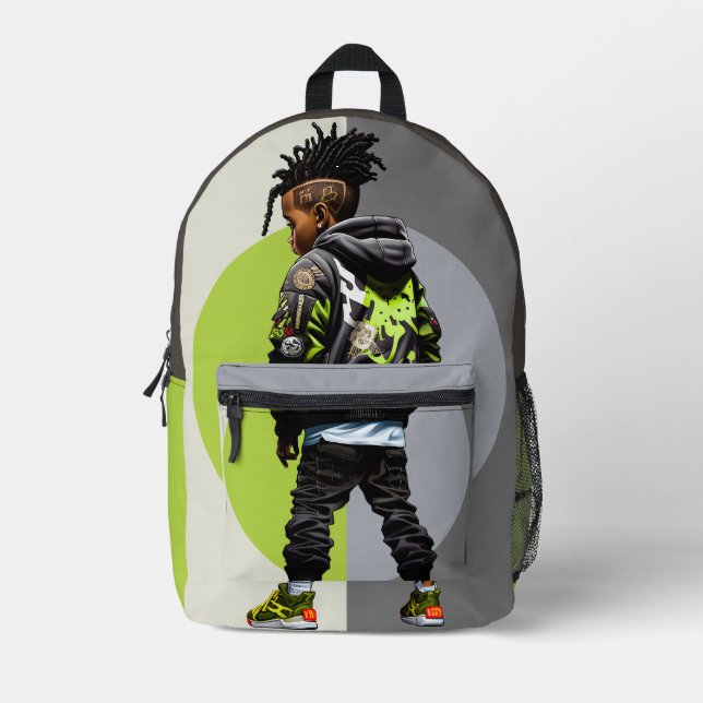 Personalized School Boy Printed Backpack (Front)
