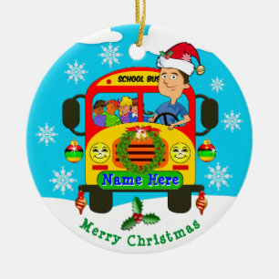 Personalized School Bus Driver Christmas Ornaments