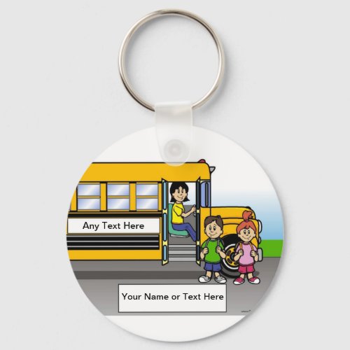 Personalized School Bus Driver _ Female Cartoon  Keychain